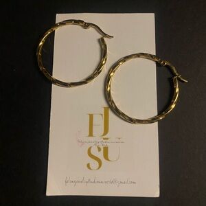 Handmade Chic Gold plated titanium Hoop Earrings